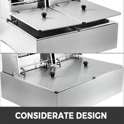 Freidora comercial 12L, eléctrica 5000W, doble cuba, YB 82 Dual Tank, freidora eléctrica de mesa, acero inoxidable, patatas fritas, para uso comercial