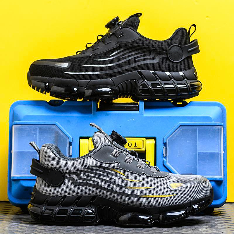 Zapatos con punta de acero para hombre, zapatillas de trabajo de seguridad cómodas, zapatos industriales antideslizantes, zapatos ligeros a prueba de perforaciones