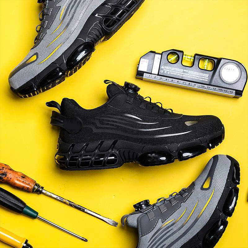 Zapatos con punta de acero para hombre, zapatillas de trabajo de seguridad cómodas, zapatos industriales antideslizantes, zapatos ligeros a prueba de perforaciones