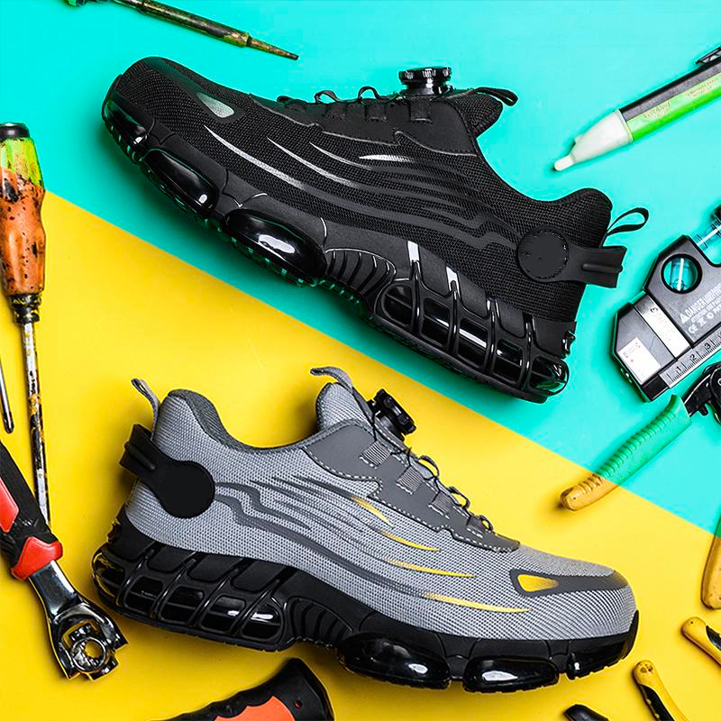 Zapatos con punta de acero para hombre, zapatillas de trabajo de seguridad cómodas, zapatos industriales antideslizantes, zapatos ligeros a prueba de perforaciones