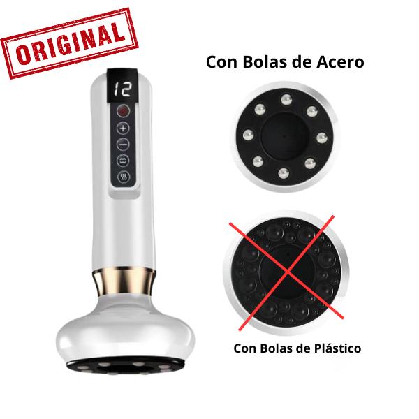 Masajeador Ventosa Gua Sha Eléctrico para el Cuerpo con Bolas de Acero y dos ventosas faciales y manual con método de uso de la vacum terapia con aceite facial de argan de regalo.Herramienta de Masaje Corpora y facial. regalo para mujerl