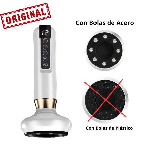 Masajeador Ventosa Gua Sha Eléctrico para el Cuerpo con Bolas de Acero y dos ventosas faciales y manual con método de uso de la vacum terapia con aceite facial de argan de regalo.Herramienta de Masaje Corpora y facial. regalo para mujerl