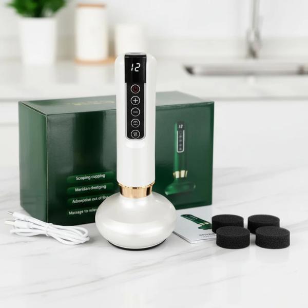 Masajeador Ventosa Gua Sha Eléctrico para el Cuerpo con Bolas de Acero y dos ventosas faciales y manual con método de uso de la vacum terapia con aceite facial de argan de regalo.Herramienta de Masaje Corpora y facial. regalo para mujerl