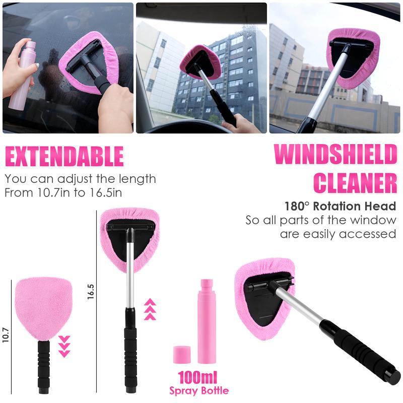【summerfinds】 Kit de limpieza para coche de 17 piezas, kit rosa para detalles interiores de coche con aspiradora de mano de alta potencia, juego de cepillos de detalle, limpiador de parabrisas, gel de limpieza, accesorios completos para coche, regalo para