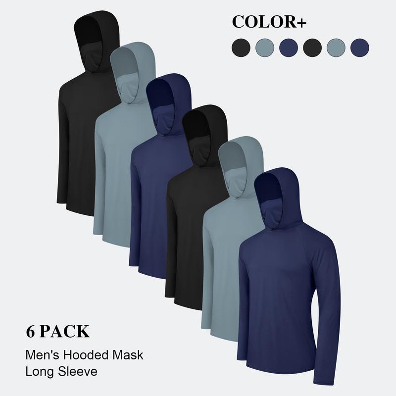 Sudaderas con capucha casuales para hombre, paquete de 6, multicolor, manga larga, ligeras, con protección solar UPF, suaves, transpirables y de secado rápido. Incluyen mascarilla. Ideales para múltiples ocasiones. Conjunto de ropa para hombre con estilo.