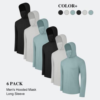 Sudaderas con capucha casuales para hombre, paquete de 6, multicolor, manga larga, ligeras, con protección solar UPF, suaves, transpirables y de secado rápido. Incluyen mascarilla. Ideales para múltiples ocasiones. Conjunto de ropa para hombre con estilo.