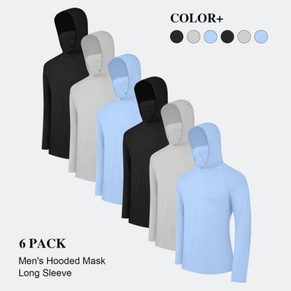 Sudaderas con capucha casuales para hombre, paquete de 6, multicolor, manga larga, ligeras, con protección solar UPF, suaves, transpirables y de secado rápido. Incluyen mascarilla. Ideales para múltiples ocasiones. Conjunto de ropa para hombre con estilo.