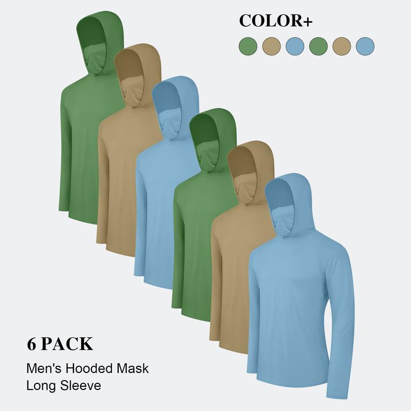 Sudaderas con capucha casuales para hombre, paquete de 6, multicolor, manga larga, ligeras, con protección solar UPF, suaves, transpirables y de secado rápido. Incluyen mascarilla. Ideales para múltiples ocasiones. Conjunto de ropa para hombre con estilo.
