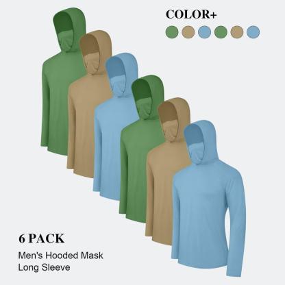 Sudaderas con capucha casuales para hombre, paquete de 6, multicolor, manga larga, ligeras, con protección solar UPF, suaves, transpirables y de secado rápido. Incluyen mascarilla. Ideales para múltiples ocasiones. Conjunto de ropa para hombre con estilo.