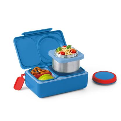 Fiambrera isotérmica para niños - Set de fiambrera de plástico con termo de acero inoxidable de 355 ml, bolsa de hielo, accesorios de embalaje de silicona, recipientes para preparar comidas y vajilla.