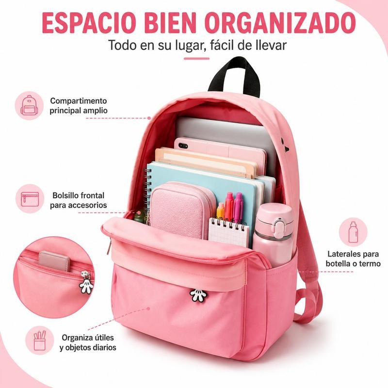 Morral y Mochila Infantil Impermeable Novedad 2026 con Estampados de Caricaturas, Diseño Ergonómico Transpirable, 9 Colores Disponibles, Medidas 31x24x10 cm para Niños Jardín y Primaria