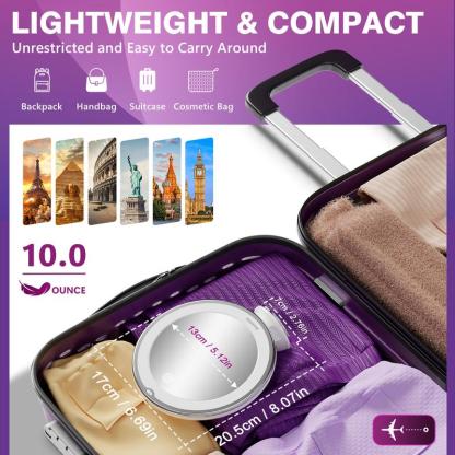  Espejo Maquillaje con Luz LED, Aumento 30X con Ventosa Fuerte, Brillo Regulable, Giratorio 360°, Portátil para Pared, Baño, Viaje, Depilación y Cejas, Blanco, Redondo