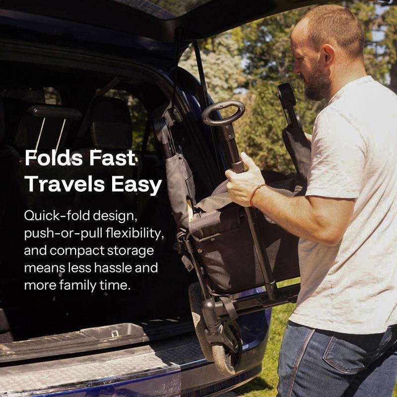 Cochecito de bebé tipo carrito, ligero, plegable y ajustable, de 2 o 4 plazas, con capota, manillar de empuje y tracción, ruedas todoterreno de espuma EVA, amplio espacio de almacenamiento, ideal para exteriores y camping.