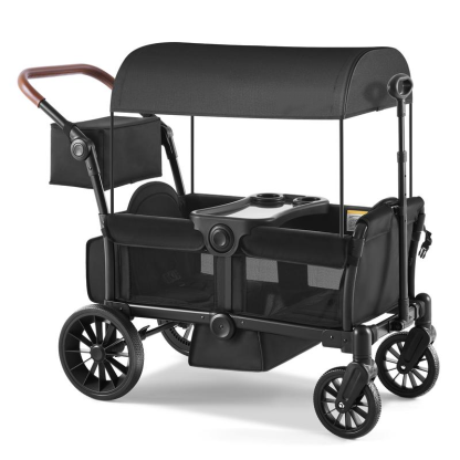 Cochecito de bebé tipo carrito, ligero, plegable y ajustable, de 2 o 4 plazas, con capota, manillar de empuje y tracción, ruedas todoterreno de espuma EVA, amplio espacio de almacenamiento, ideal para exteriores y camping.