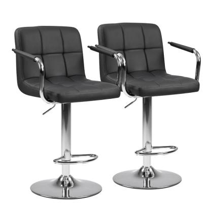 Taburetes de bar ajustables en altura S - Sillas giratorias de cuero sintético con elevador hidráulico, cojines de asiento gruesos, respaldos, estructura de acero, muebles de altura de mostrador para cocina y decoración del hogar