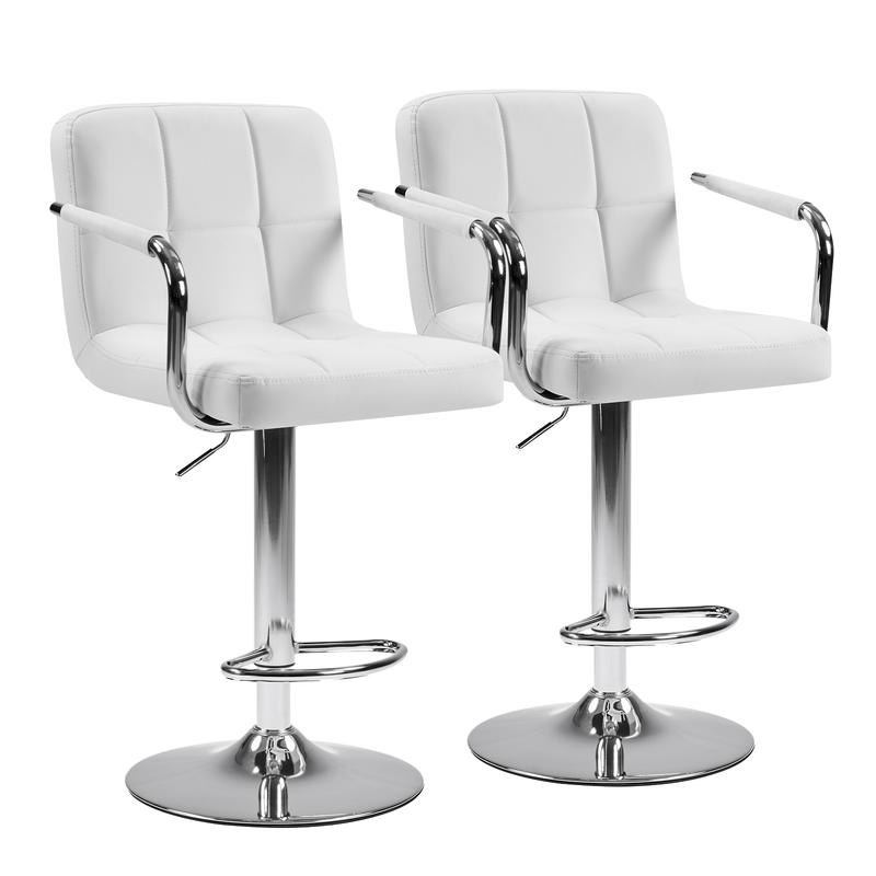 Taburetes de bar ajustables en altura S - Sillas giratorias de cuero sintético con elevador hidráulico, cojines de asiento gruesos, respaldos, estructura de acero, muebles de altura de mostrador para cocina y decoración del hogar