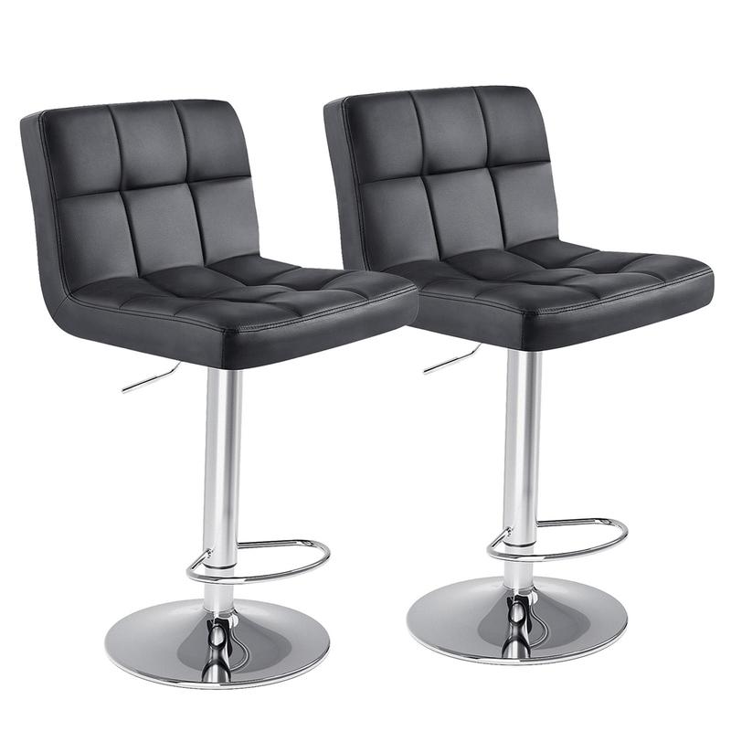 Taburetes de bar ajustables en altura S - Sillas giratorias de cuero sintético con elevador hidráulico, cojines de asiento gruesos, respaldos, estructura de acero, muebles de altura de mostrador para cocina y decoración del hogar