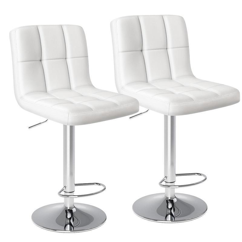 Taburetes de bar ajustables en altura S - Sillas giratorias de cuero sintético con elevador hidráulico, cojines de asiento gruesos, respaldos, estructura de acero, muebles de altura de mostrador para cocina y decoración del hogar