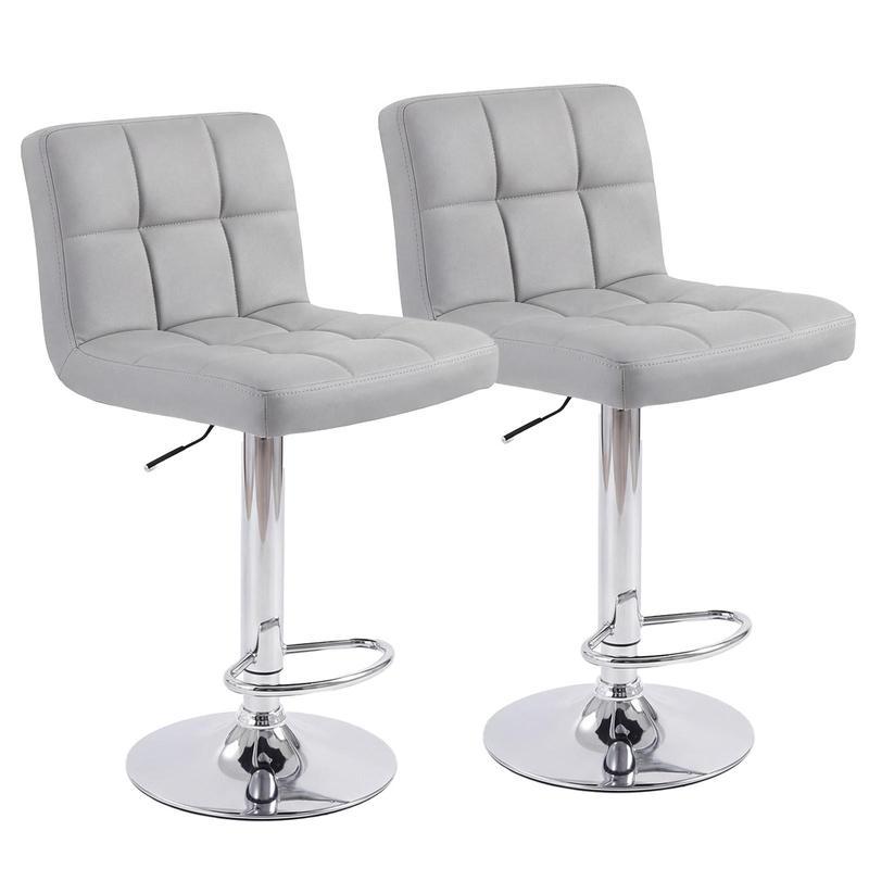 Taburetes de bar ajustables en altura S - Sillas giratorias de cuero sintético con elevador hidráulico, cojines de asiento gruesos, respaldos, estructura de acero, muebles de altura de mostrador para cocina y decoración del hogar