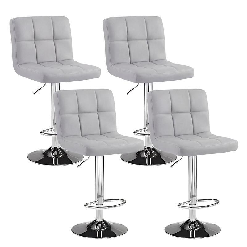 Taburetes de bar ajustables en altura S - Sillas giratorias de cuero sintético con elevador hidráulico, cojines de asiento gruesos, respaldos, estructura de acero, muebles de altura de mostrador para cocina y decoración del hogar