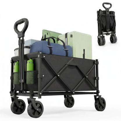 [Regreso a clases] Carrito plegable y móvil con portón trasero y ruedas giratorias; capacidad de 400 libras (aprox. 159 kg), ligero y portátil para actividades al aire libre, senderismo y compras.