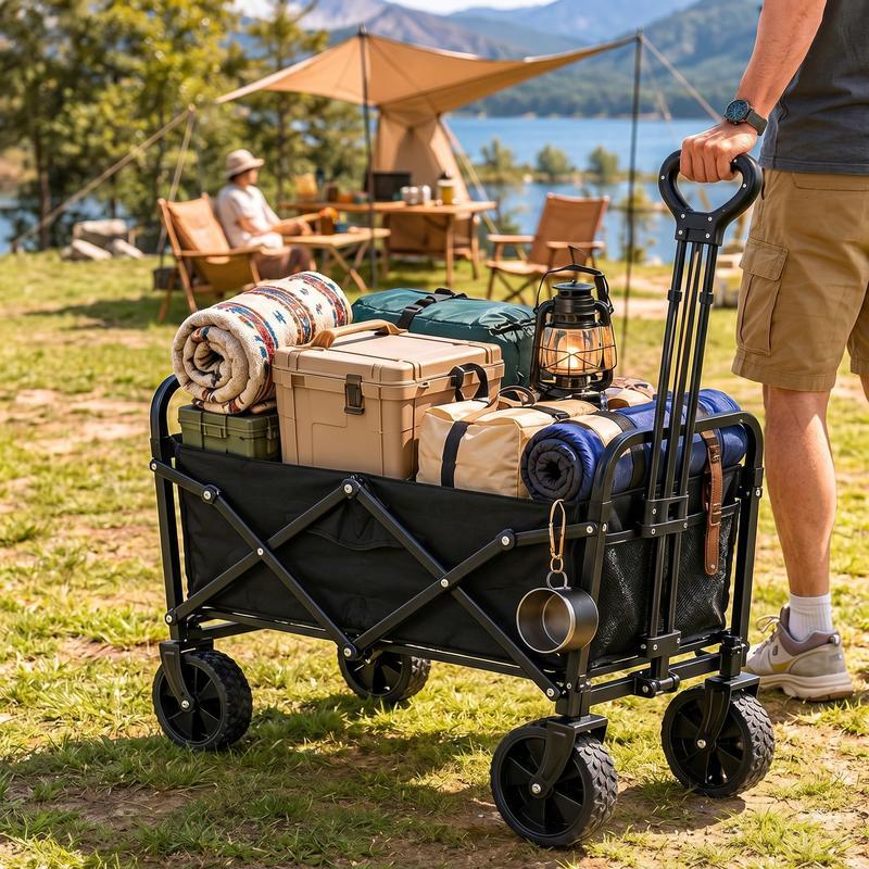 [Regreso a clases] Carrito plegable y móvil con portón trasero y ruedas giratorias; capacidad de 400 libras (aprox. 159 kg), ligero y portátil para actividades al aire libre, senderismo y compras.