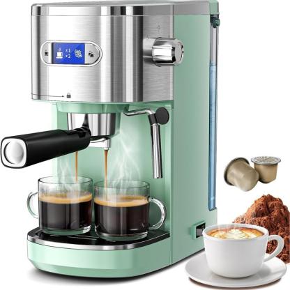 Cafetera espresso comercial de 20 bares, cafetera espresso compacta con espumador de leche y varilla de vapor, cafetera espresso con depósito de agua extraíble de 45 oz para capuchino, latte, artículos esenciales para el hogar.