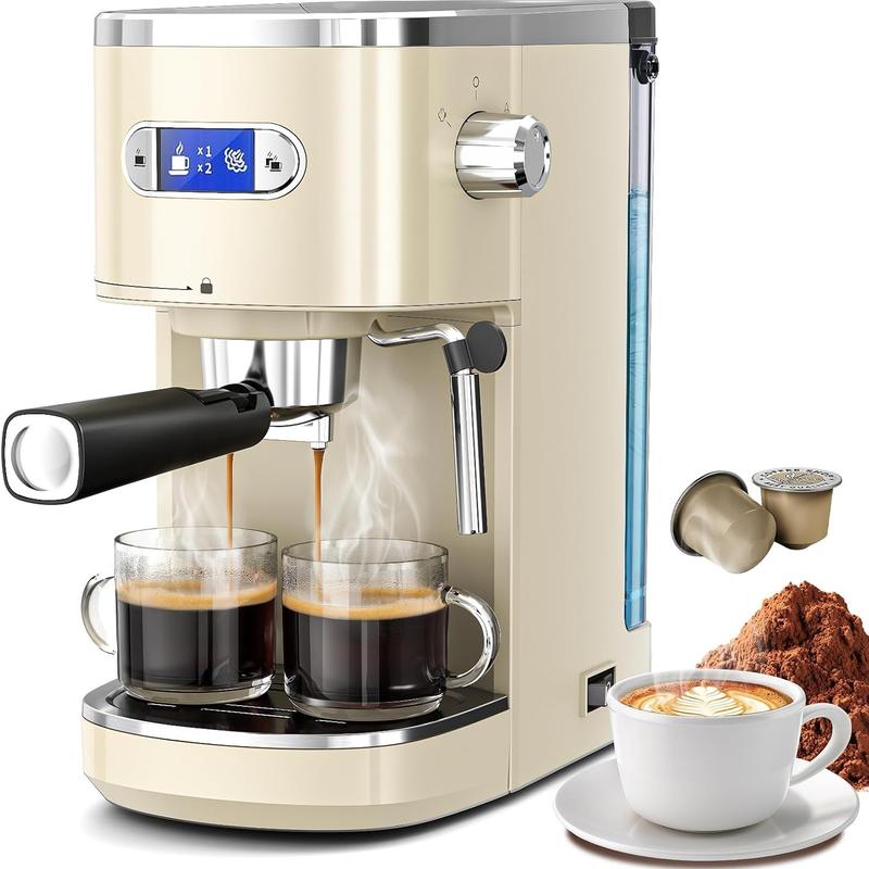 Cafetera espresso comercial de 20 bares, cafetera espresso compacta con espumador de leche y varilla de vapor, cafetera espresso con depósito de agua extraíble de 45 oz para capuchino, latte, artículos esenciales para el hogar.
