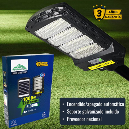 Lámpara Solar  1000W con Mando a Distancia y Soporte Galvanizado Incluido Garantía 3 Años