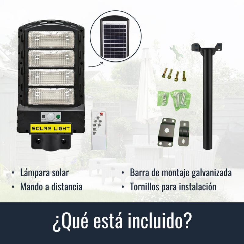Lámpara Solar  1000W con Mando a Distancia y Soporte Galvanizado Incluido Garantía 3 Años