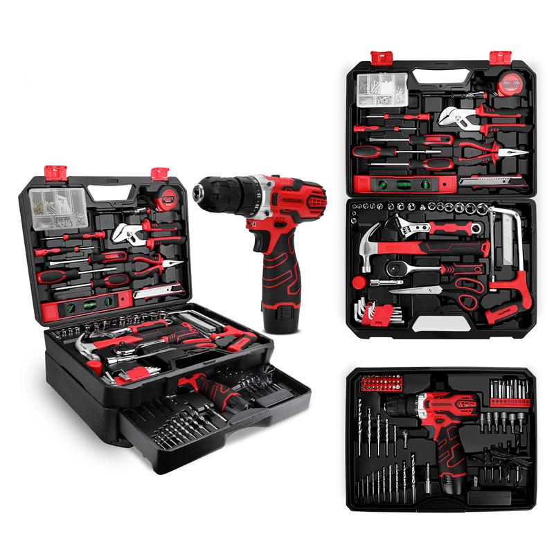 276-Piece Tool Set Kit - Tool kit with 12V Cordless Power Drill Driver Toolbox Storage Case with Drawer, Drill Set Perfect for Homeowner, Diyer, Handyman