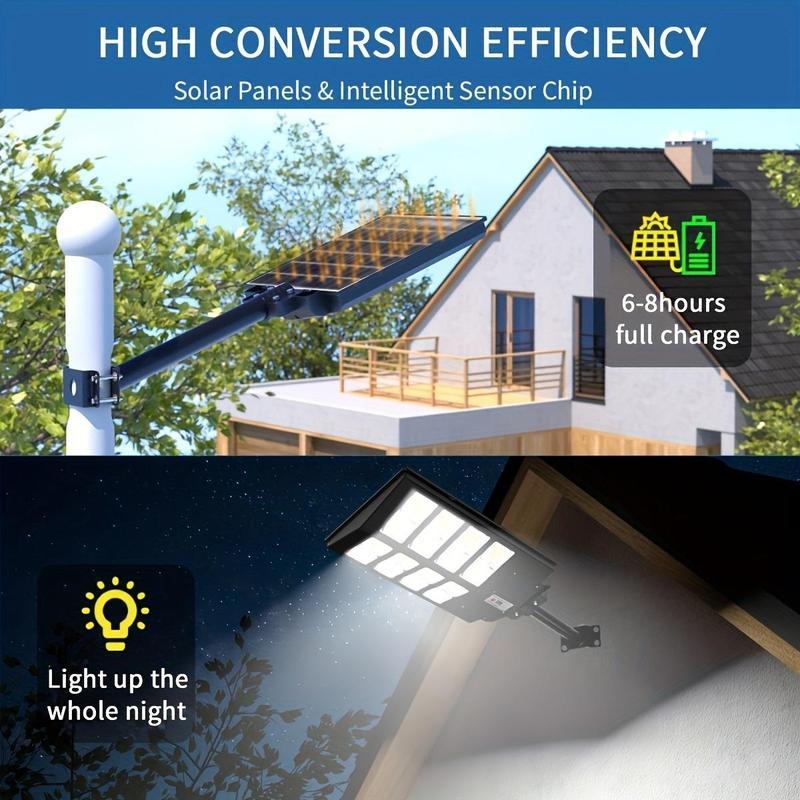 Lámpara solar LED para exteriores con sensor de movimiento y 3 modos; luz de seguridad para pared ideal para jardín, patio o porche; resistente al agua (IP65) y con control remoto.