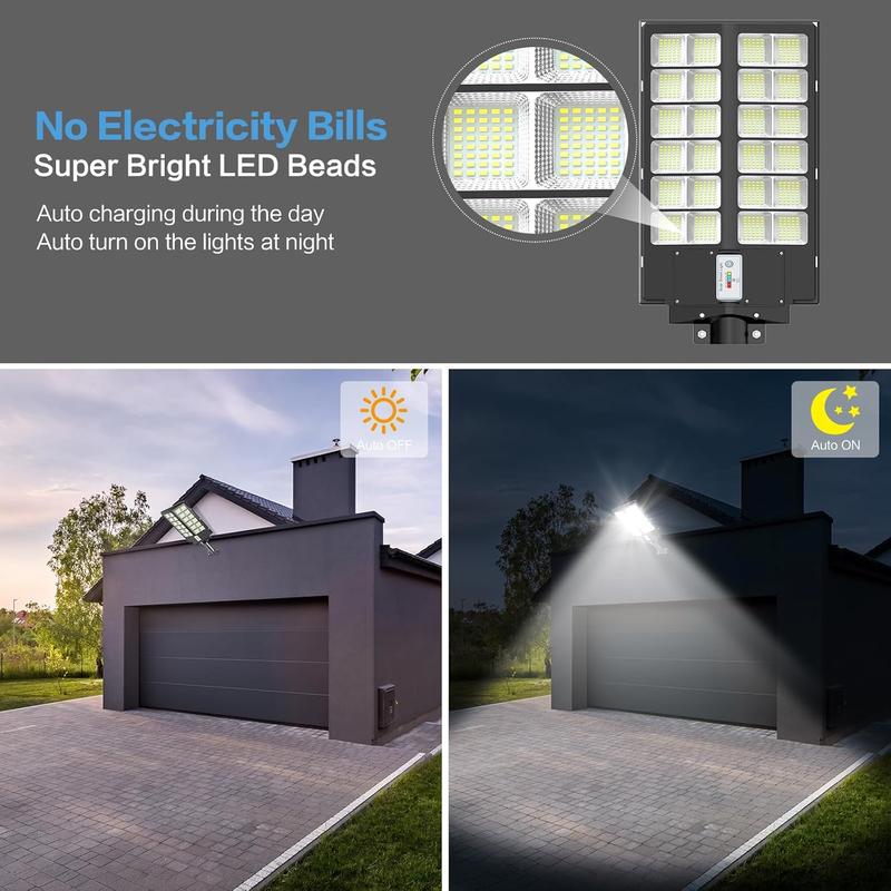 Lámpara solar LED para exteriores con sensor de movimiento y 3 modos; luz de seguridad para pared ideal para jardín, patio o porche; resistente al agua (IP65) y con control remoto.