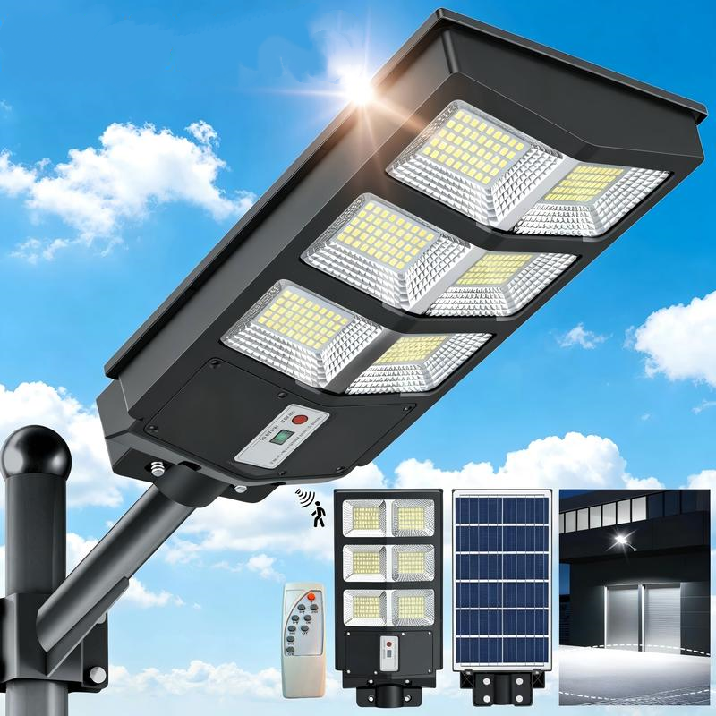 Lámpara solar LED para exteriores con sensor de movimiento y 3 modos; luz de seguridad para pared ideal para jardín, patio o porche; resistente al agua (IP65) y con control remoto.