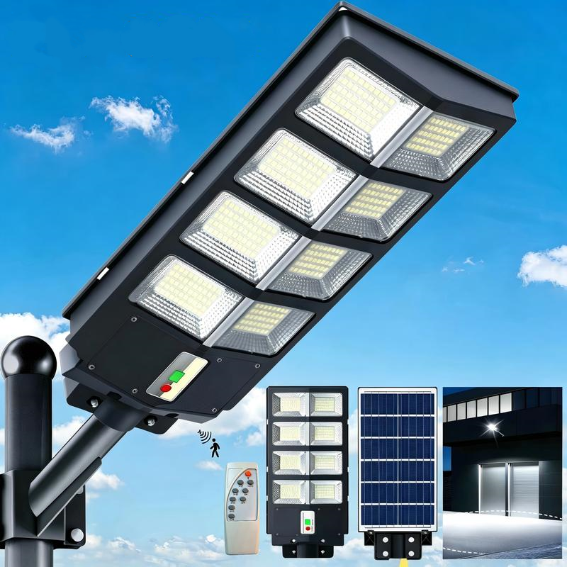 Lámpara solar LED para exteriores con sensor de movimiento y 3 modos; luz de seguridad para pared ideal para jardín, patio o porche; resistente al agua (IP65) y con control remoto.