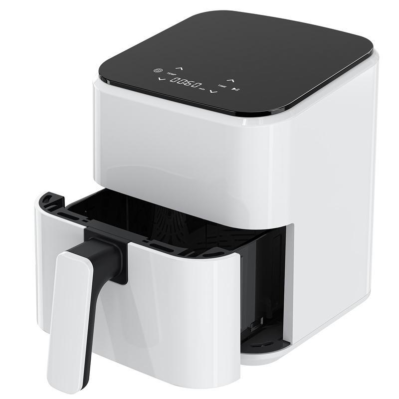 Freidora de aire 4 en 1, horno de alta temperatura (hasta 400 °F) con función de asado, cocción multifunción, recalentamiento y deshidratación; incluye cesta antiadherente y bandeja para un acabado crujiente.