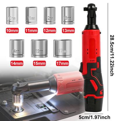 Llave de carraca eléctrica en ángulo recto (45 Nm, 3/8"), herramienta para desmontar tuercas y tornillos en reparaciones de automóviles, herramienta inalámbrica.