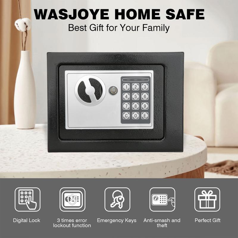 Caja Fuerte Digital de 4.6L con Teclado Electrónico Seguridad de Acero Construcción para Hogar Oficina Hotel con Cerradura de Llave