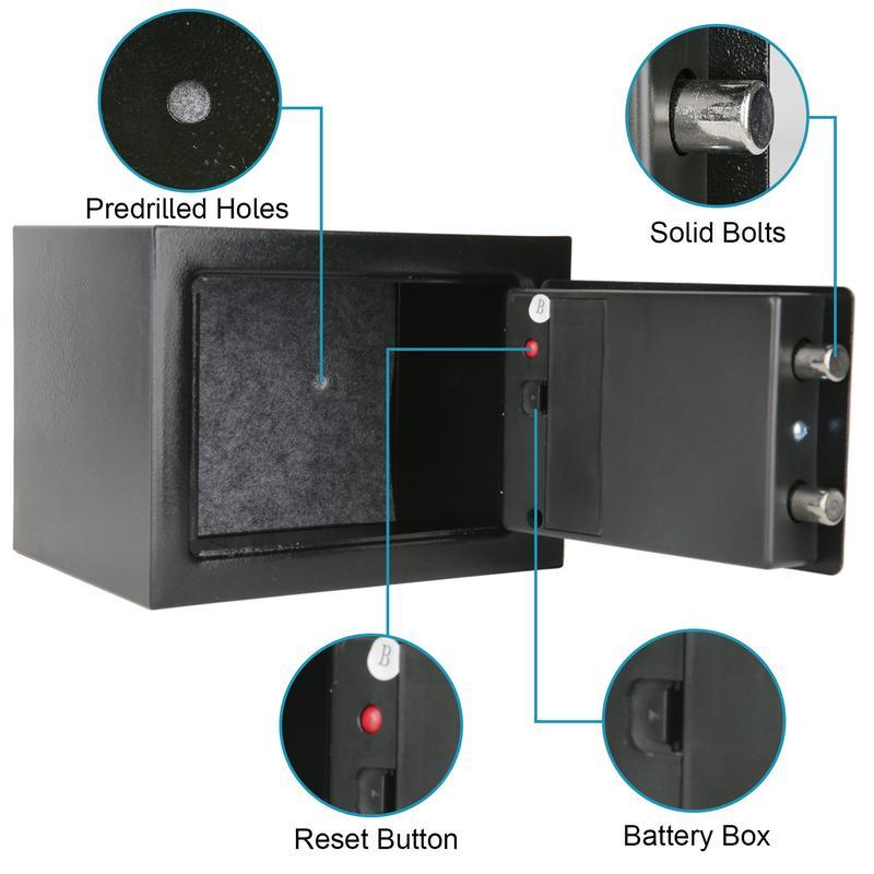 Caja Fuerte Digital de 4.6L con Teclado Electrónico Seguridad de Acero Construcción para Hogar Oficina Hotel con Cerradura de Llave