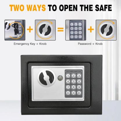 Caja Fuerte Digital de 4.6L con Teclado Electrónico Seguridad de Acero Construcción para Hogar Oficina Hotel con Cerradura de Llave