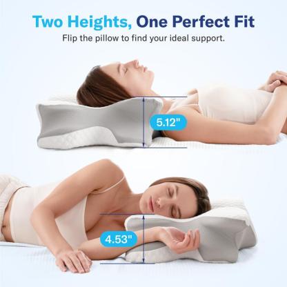 Almohada cervical para un descanso confortable; espuma viscoelástica ergonómica y sin olor; almohada ortopédica ideal para quienes duermen de lado, boca arriba o boca abajo.