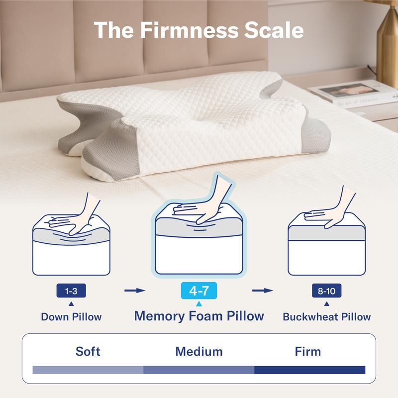 Almohada cervical para un descanso confortable; espuma viscoelástica ergonómica y sin olor; almohada ortopédica ideal para quienes duermen de lado, boca arriba o boca abajo.