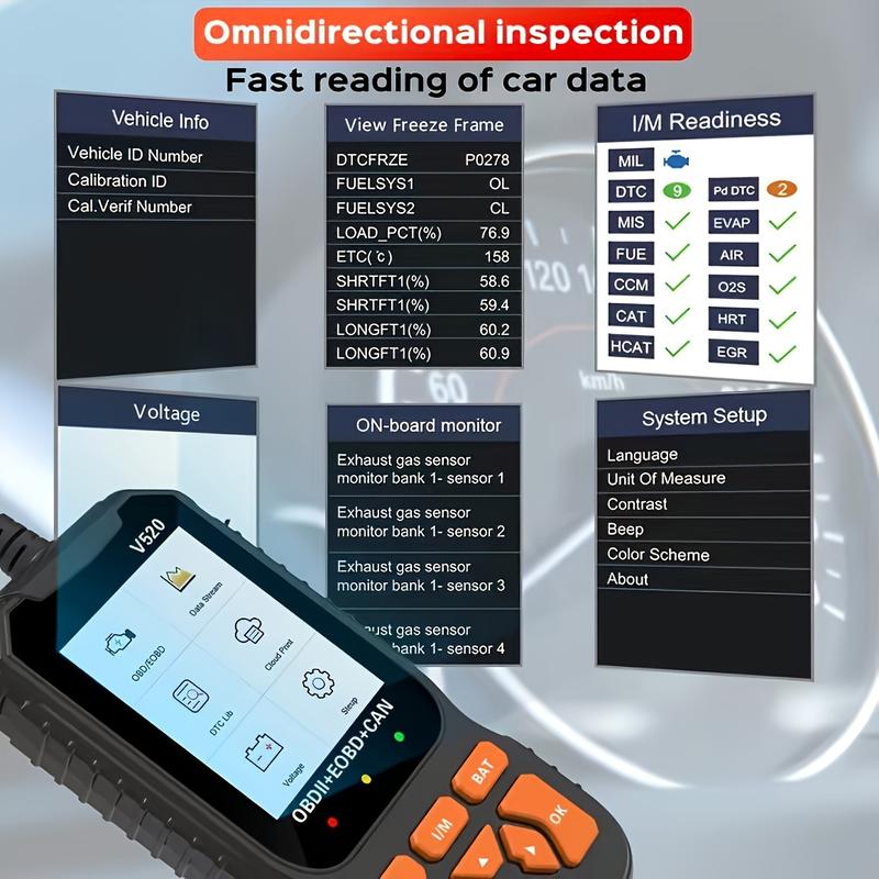 Escáner OBD2, herramienta profesional de lectura de códigos de diagnóstico OBDII para la luz de verificación del motor, impresión en la nube, modo de interfaz de usuario dual.
