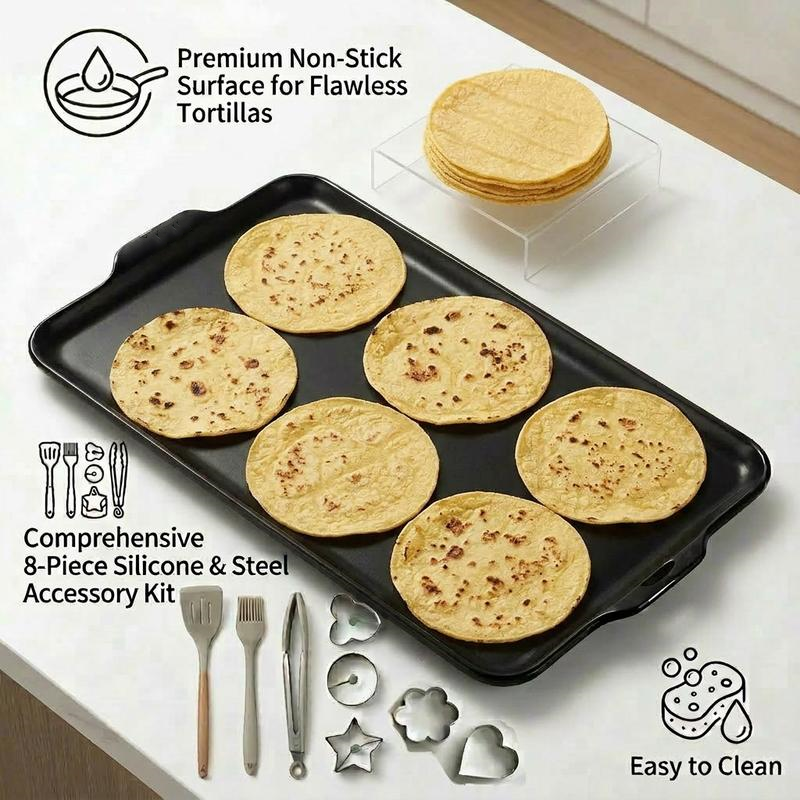 Molde de cerámica antiadherente apto para alimentos - Utensilios de cocina, práctico, sin teflón, fácil de limpiar, apto para lavavajillas para preparar tacos y tortillas - Utensilios de repostería para reuniones familiares