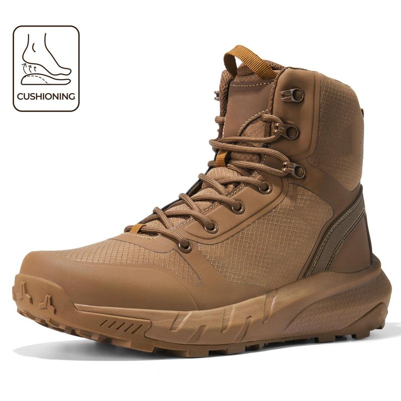 【Regreso a clases】Botas tácticas para hombre de 8 pulgadas en nailon liso con punta redonda; ligeras y cómodas para usar todo el día; calzado de seguridad y trabajo con cremallera lateral; ideales para motociclismo, senderismo y caminatas; regalo para el