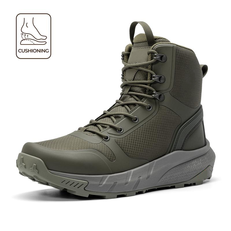 【Regreso a clases】Botas tácticas para hombre de 8 pulgadas en nailon liso con punta redonda; ligeras y cómodas para usar todo el día; calzado de seguridad y trabajo con cremallera lateral; ideales para motociclismo, senderismo y caminatas; regalo para el 