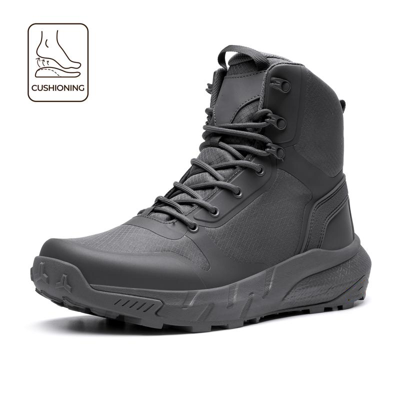 【Regreso a clases】Botas tácticas para hombre de 8 pulgadas en nailon liso con punta redonda; ligeras y cómodas para usar todo el día; calzado de seguridad y trabajo con cremallera lateral; ideales para motociclismo, senderismo y caminatas; regalo para el 