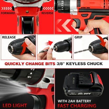 Juego de herramientas de 128 piezas: Kit de herramientas eléctricas con taladro inalámbrico de 21 V y herramientas manuales para bricolaje, ideal para instalación de cercas, decoración de interiores, montaje de muebles y reparaciones cotidianas.