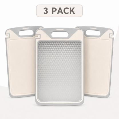 Tabla de cortar de doble cara 2 en 1: acero inoxidable y polipropileno con fibra de trigo, incluye afilador de cuchillos; tabla de cocina duradera y fácil de limpiar para carne, frutas y verduras.