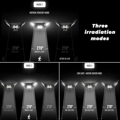 Focos solares de 800 LED con sensor de movimiento, control remoto, resistentes al agua IP65, 3 modos de brillo, luces de seguridad exteriores superbrillantes.